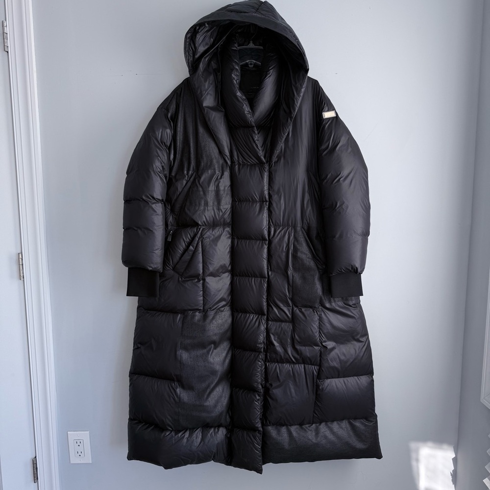 The Eight Senses Black Oversized Cloud Down Puffer Coat Full Length Hooded L OS - Picture 5 of 16